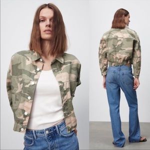 Zara camo blended linen jacket